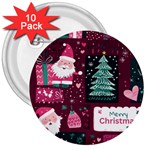 Christmas Santa Claus 3  Buttons (10 pack) 