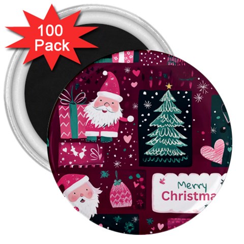 Christmas Santa Claus 3  Magnets (100 pack) from ArtsNow.com Front