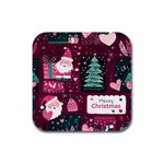 Christmas Santa Claus Rubber Square Coaster (4 pack)