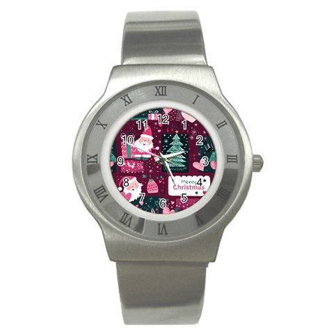 Christmas Santa Claus Stainless Steel Watch from ArtsNow.com Front