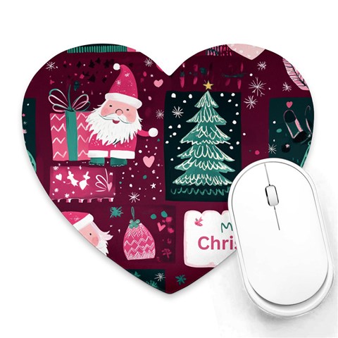 Christmas Santa Claus Heart Mousepad from ArtsNow.com Front