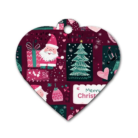 Christmas Santa Claus Dog Tag Heart (One Side) from ArtsNow.com Front