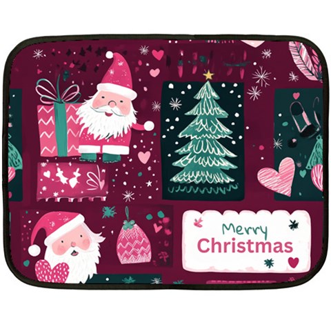 Christmas Santa Claus Two Sides Fleece Blanket (Mini) from ArtsNow.com 35 x27  Blanket Back