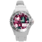 Christmas Santa Claus Round Plastic Sport Watch (L)