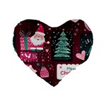 Christmas Santa Claus Standard 16  Premium Heart Shape Cushions