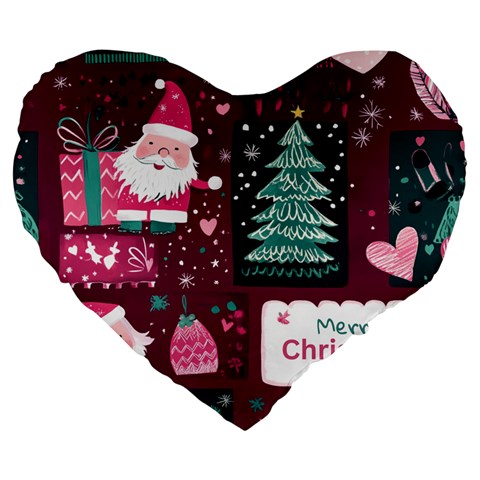 Christmas Santa Claus Large 19  Premium Heart Shape Cushions from ArtsNow.com Front