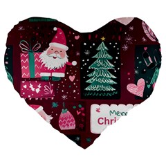 Christmas Santa Claus Large 19  Premium Heart Shape Cushions from ArtsNow.com Front