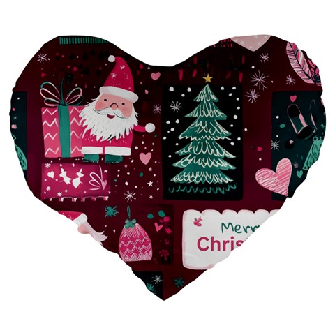 Christmas Santa Claus Large 19  Premium Heart Shape Cushions from ArtsNow.com Back