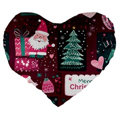 Christmas Santa Claus Large 19  Premium Heart Shape Cushions from ArtsNow.com Back