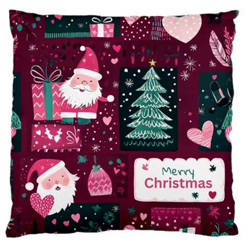 Christmas Santa Claus Large Premium Plush Fleece Cushion Case (One Side) from ArtsNow.com Front