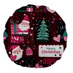 Christmas Santa Claus Large 18  Premium Flano Round Cushions