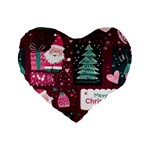 Christmas Santa Claus Standard 16  Premium Flano Heart Shape Cushions