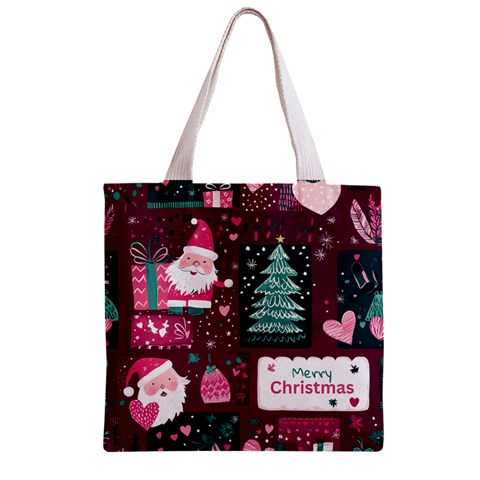 Christmas Santa Claus Zipper Grocery Tote Bag from ArtsNow.com Front