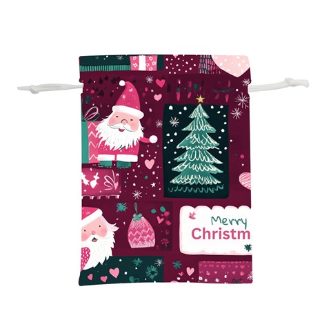 Christmas Santa Claus Lightweight Drawstring Pouch (M) from ArtsNow.com Front