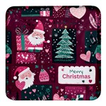 Christmas Santa Claus Square Glass Fridge Magnet (4 pack)