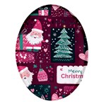 Christmas Santa Claus Oval Glass Fridge Magnet (4 pack)