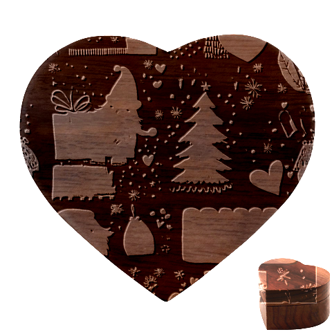 Christmas Santa Claus Heart Wood Jewelry Box from ArtsNow.com Front