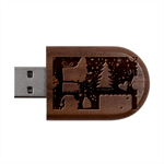 Christmas Santa Claus Wood Oval USB Flash Drive