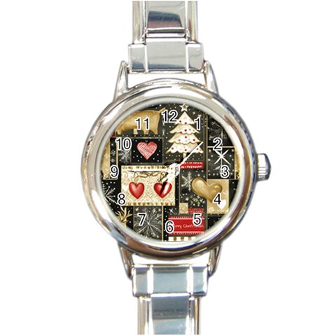 Christmas Reindeer Round Italian Charm Watch from ArtsNow.com Front