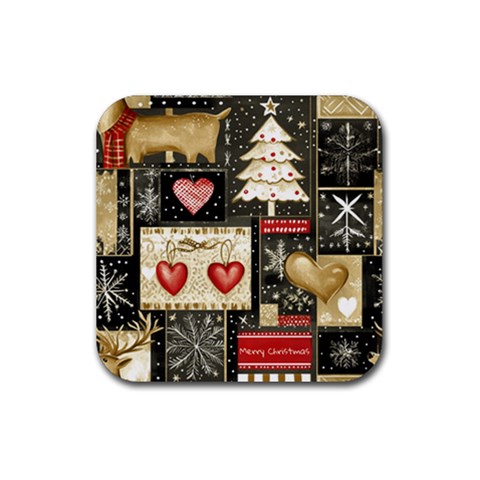 Christmas Reindeer Rubber Coaster (Square) from ArtsNow.com Front