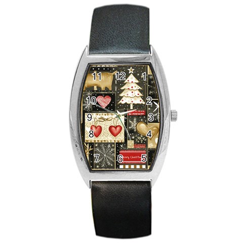 Christmas Reindeer Barrel Style Metal Watch from ArtsNow.com Front