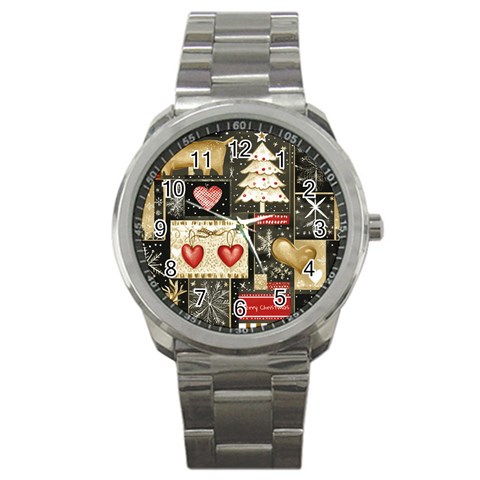 Christmas Reindeer Sport Metal Watch from ArtsNow.com Front