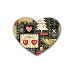 Christmas Reindeer Rubber Heart Coaster (4 pack)