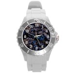 Rocky Lake Reflection  Round Plastic Sport Watch (L)