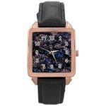 Rocky Lake Reflection  Rose Gold Leather Watch 