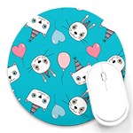 Birtay Cats Bunnies, Koteto Round Mousepad