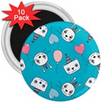 Birtay Cats Bunnies, Koteto 3  Magnets (10 pack) 