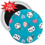 Birtay Cats Bunnies, Koteto 3  Magnets (100 pack)