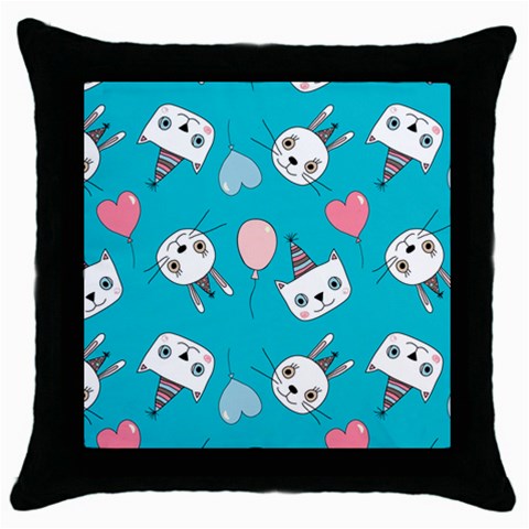 Birtay Cats Bunnies, Koteto Throw Pillow Case (Black) from ArtsNow.com Front