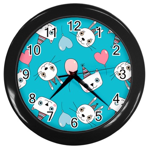 Birtay Cats Bunnies, Koteto Wall Clock (Black) from ArtsNow.com Front