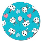 Birtay Cats Bunnies, Koteto Magnet 5  (Round)