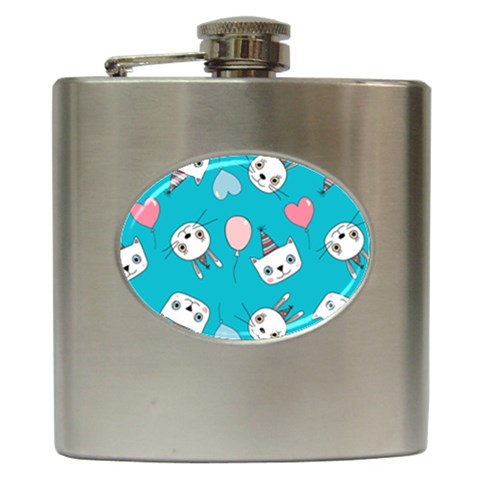 Birtay Cats Bunnies, Koteto Hip Flask (6 oz) from ArtsNow.com Front