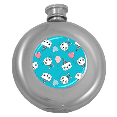 Birtay Cats Bunnies, Koteto Round Hip Flask (5 oz) from ArtsNow.com Front