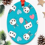 Birtay Cats Bunnies, Koteto Oval Ornament (Two Sides)