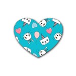 Birtay Cats Bunnies, Koteto Rubber Heart Coaster (4 pack)