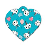 Birtay Cats Bunnies, Koteto Dog Tag Heart (One Side)