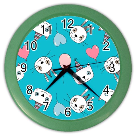 Birtay Cats Bunnies, Koteto Color Wall Clock from ArtsNow.com Front