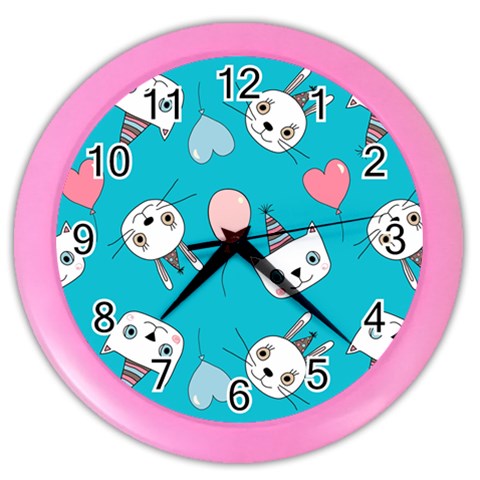 Birtay Cats Bunnies, Koteto Color Wall Clock from ArtsNow.com Front