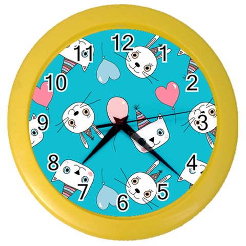 Birtay Cats Bunnies, Koteto Color Wall Clock from ArtsNow.com Front