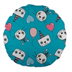 Birtay Cats Bunnies, Koteto Large 18  Premium Round Cushions