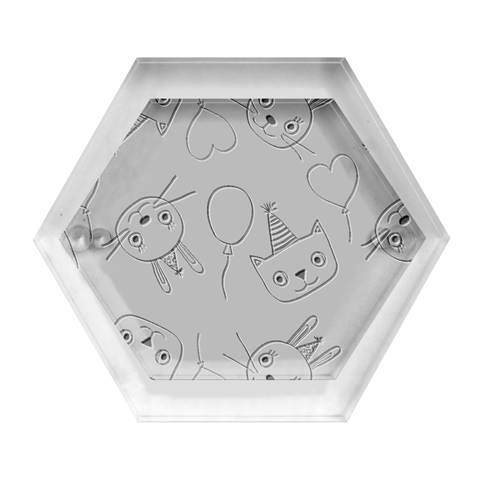 Birtay Cats Bunnies, Koteto Hexagon Wood Jewelry Box from ArtsNow.com Front