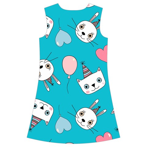 Birtay Cats Bunnies, Koteto Kids  Short Sleeve Velvet Dress from ArtsNow.com Back