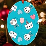 Birtay Cats Bunnies, Koteto UV Print Acrylic Ornament Oval