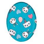 Birtay Cats Bunnies, Koteto Oval Glass Fridge Magnet (4 pack)