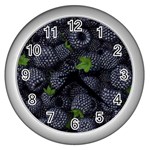 Blackberry Fruit, Fruit Wall Clock (Silver)