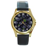 Blackberry Fruit, Fruit Round Gold Metal Watch